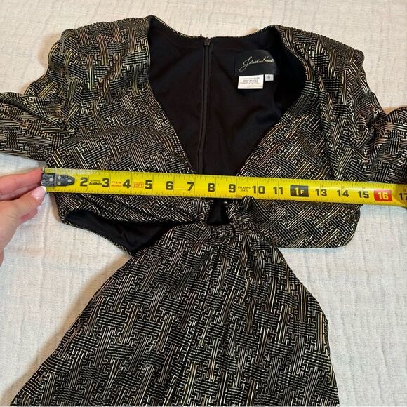 Johnathan Kayne 2884 Long Sleeve Metallic Printed Jumpsuit Size 4 - Picture 8 of 12